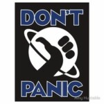 dont-panic BLUE WHITE STICKER