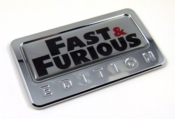 fast and furious special edition adhesive chrome emblem