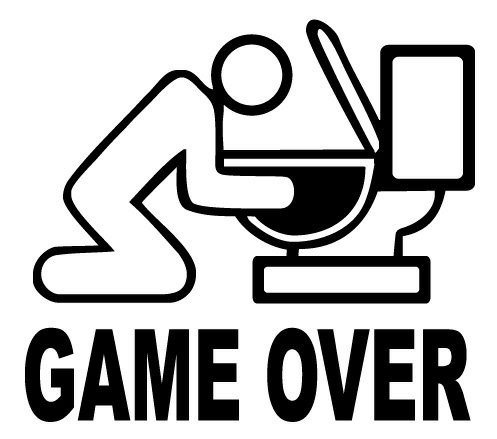 Game Over Toilet Die Cut Car Decal