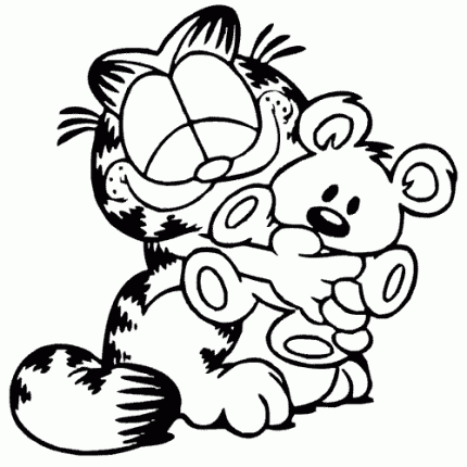 Garfield Hugging Teddy Diecut Sticker