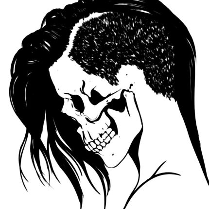 GIRL HAIR PUNK ROCK SKULL DIE CUT VINYL DECAL