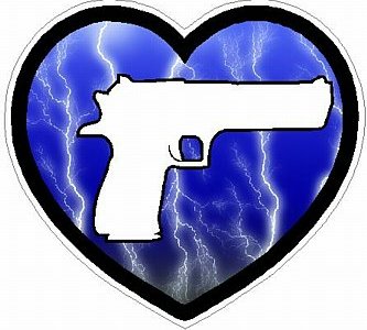 HAND GUN IN HEART FILLS lightning blue