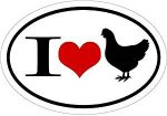 I LOVE CHICKEN OVAL STICKER