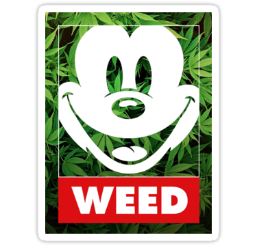 mickey face weed sticker