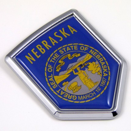 nebraska US state flag domed chrome emblem car badge decal