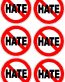 NO HATE HILLARY 2016 6 pack 6-2x2in