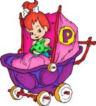 Pebbles Flintstone in Stroler Decal Sticker