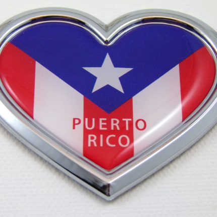 Puerto Rico Chrome HEART 3D Adhesive Emblem