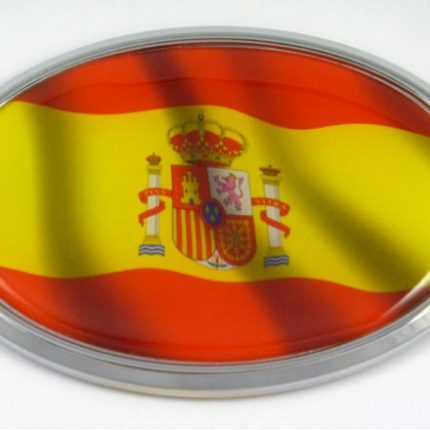 Spain Oval  Flag 3D Chrome Emblem