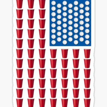 BEER PONG USA FLAG FUNNY BEER STICKER