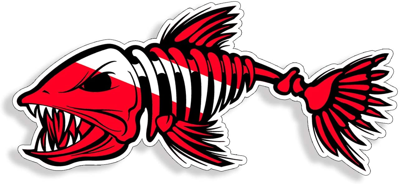 BONE FISH DIVE FLAG FILL 2 - Pro Sport Stickers