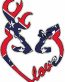 DEER HEADS HEART FILLS with LOVE flag rebel