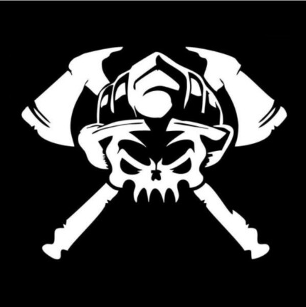 Firefighter Skull Window Decal Sticker