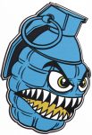 Grenade 4 Chomper Sticker cyan