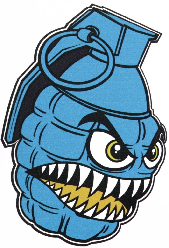 Grenade 4 Chomper Sticker cyan