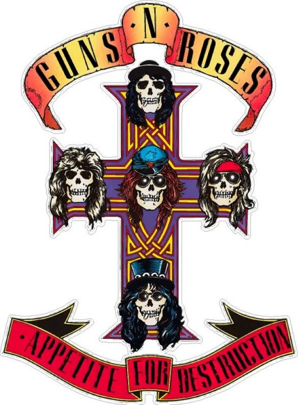 guns and roses CROSS LOGO STICKER