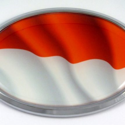 Indonesia Oval  Flag 3D Chrome Emblem