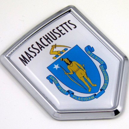 massachusetts US state flag domed chrome emblem car badge decal