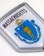 massachusetts US state flag domed chrome emblem car badge decal