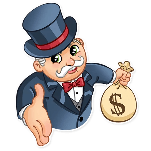 monopoly man with money bags transparent