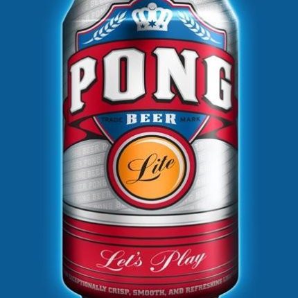 pong beer can shaped sticker