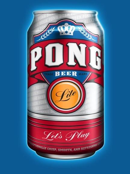 pong beer can shaped sticker