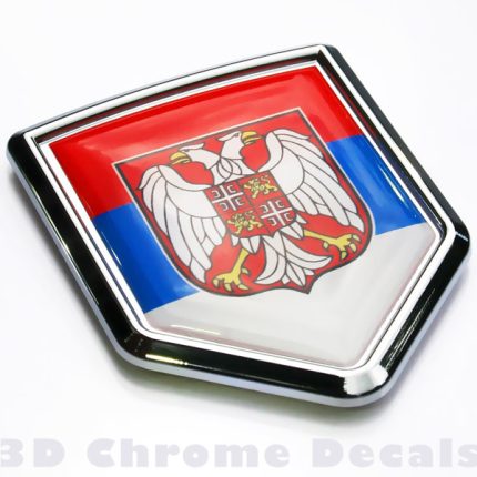 Serbia Flag Crest Serbian Emblem Chrome Car Decal Sticker