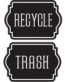trash-and-recycle-decal-set-stickers-for-garbage-barrels-vinyl-decal B&W PAIR