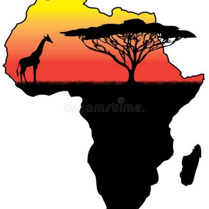 Africa-silhouette-giraffe-tree-inside-outline sticker