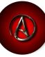 atheist symbol round sticker