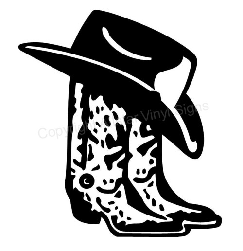 cowboy hat and boots drawings