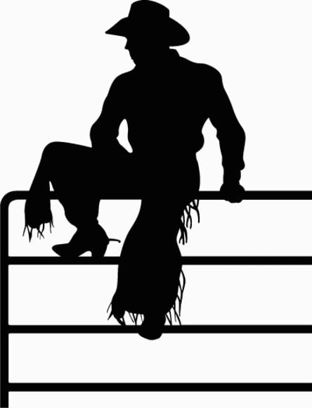 Cowboy Sititng on Fence Vinyl Car Decal