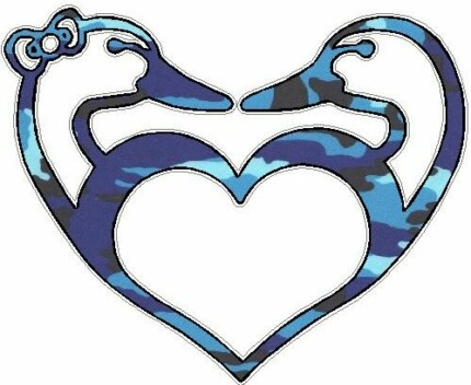 Duck Hunting LOVE Sticker 2 FILLS Camo Blue