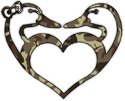 Duck Hunting LOVE Sticker 2 FILLS Camo Brown