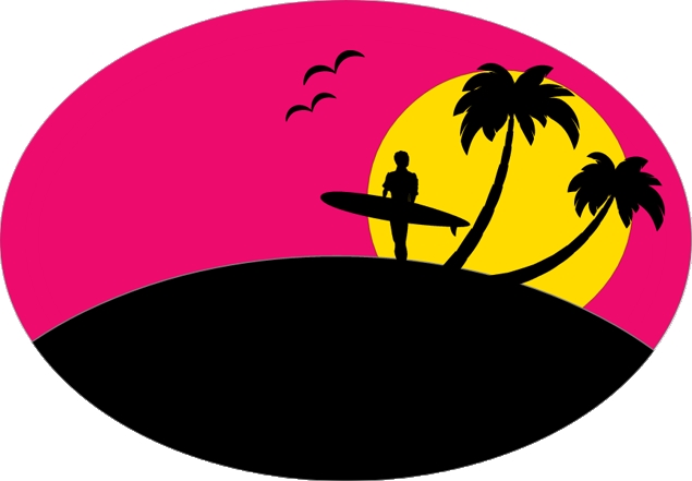 HAWAIIAN OVAL SUNSET STICKER