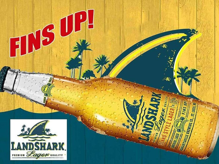 LANDSHARK FINS UP BEER STICKER