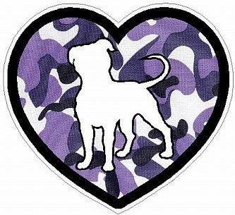 PITBULL HEART STICKER FILLS camo pruple