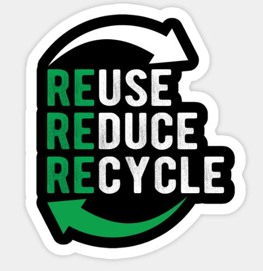 Reduce Reuse Recycle Text Logo Sticker