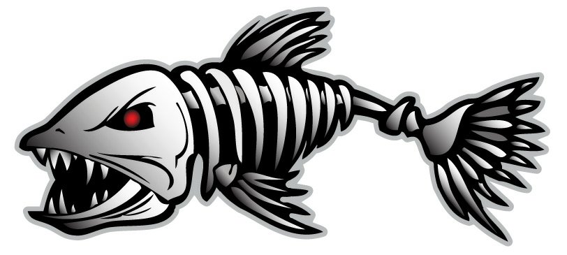 2 - 3 x 7 Fish Skeleton Decals Sticker Fishing Boat Graphics Ice Tackle  1500 