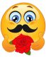 smile mustache and rose sticker