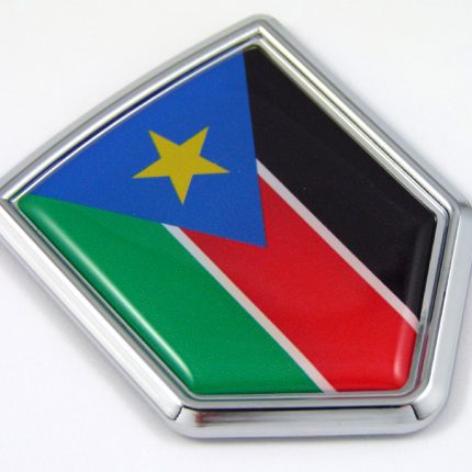 South Sudan 3D Chrome Flag Crest Emblem Car Decal