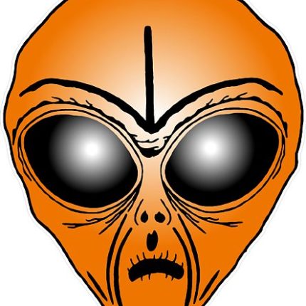 Alien Head Sticker 7 ORANGE