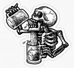 DRUNK SKULL FUNNY BEER STICKER