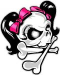 Girl Skull Pink Ribbon Decal Sticker