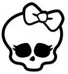 girl skull with bow diecut decal