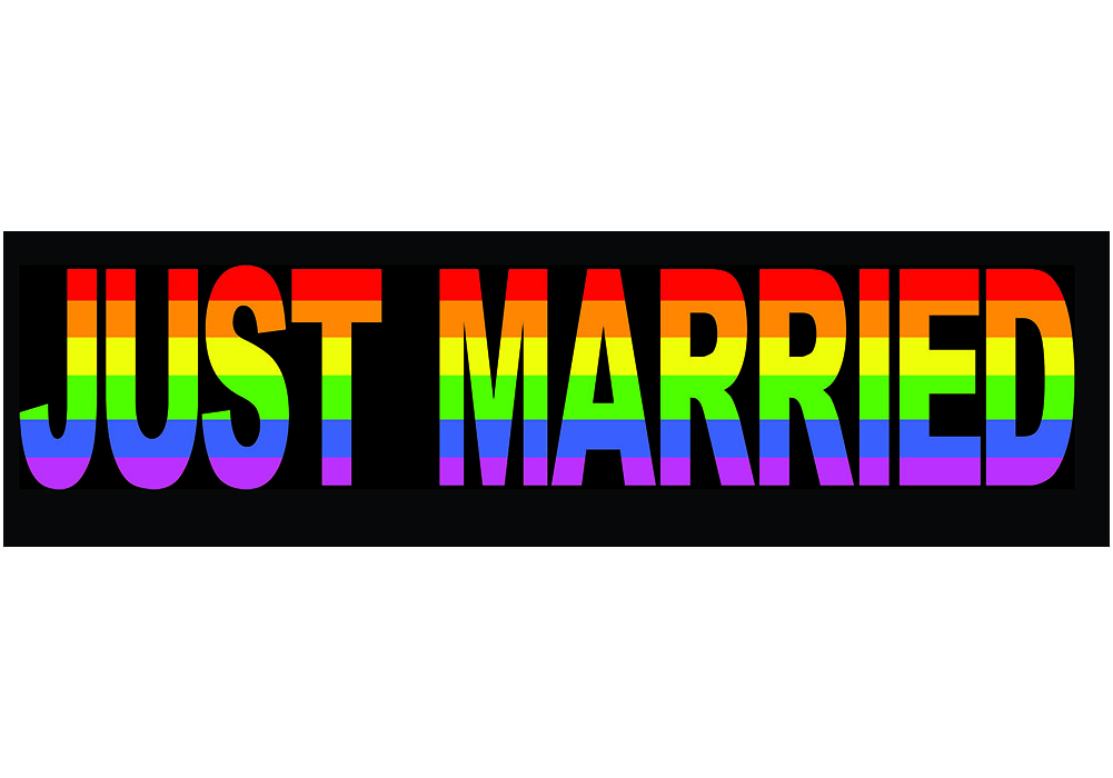 LGBT JUST MARRIED BUMPER STICKER - Pro Sport Stickers