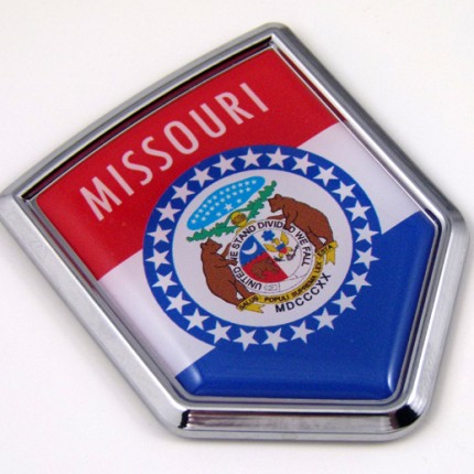 missouri US state flag domed chrome emblem car badge decal