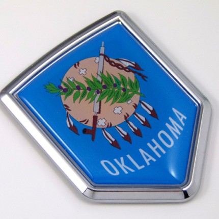 Oklahoma US state flag domed chrome emblem car badge decal