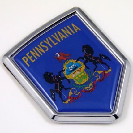 Pennsylvania US state flag domed chrome emblem car badge decal