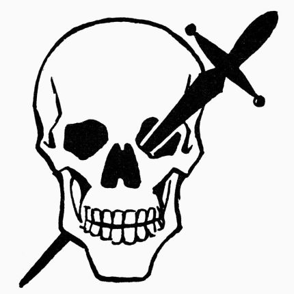 Skull with Dagger in Eye Die Cut Decal